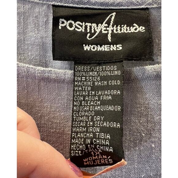 Vtg 90s Positive Attitude Linen Midi Dress Vest Set 1X Floral Embroidered Pearls - Picture 5 of 16